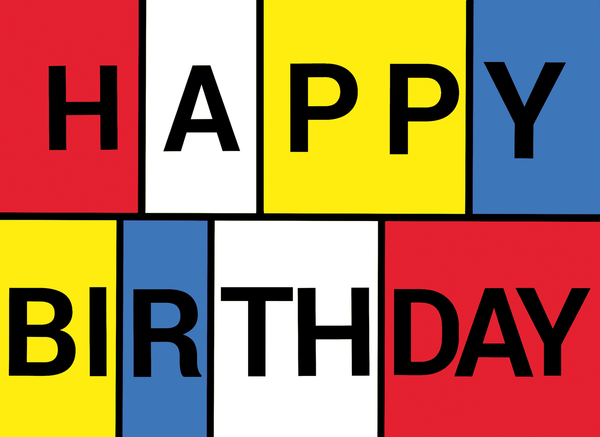 Happy Birthday Mondrian Style Greetings Card
