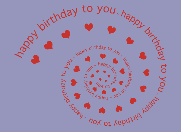 Happy Birthday Spiral in Purple, Greetings Card